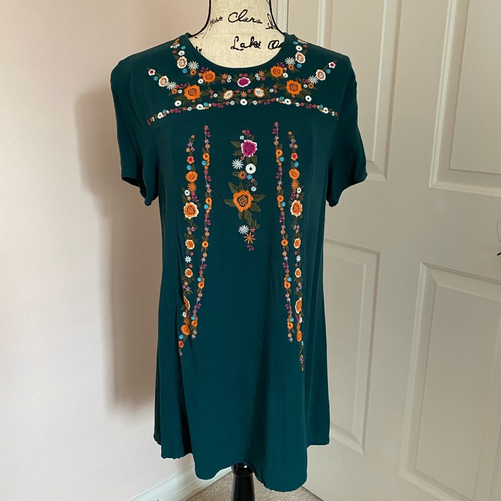 Floral Green T-Shirt Dress
